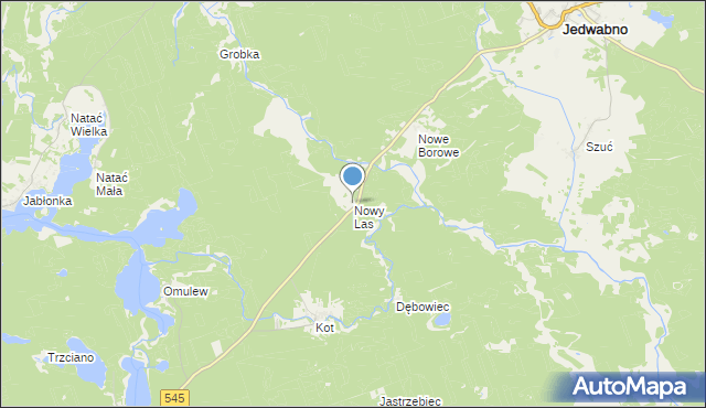 mapa Nowy Las, Nowy Las gmina Jedwabno na mapie Targeo